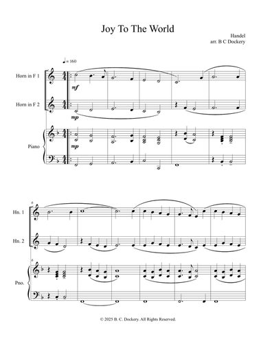 Joy to the World (French Horn Duet with Piano Accompaniment)