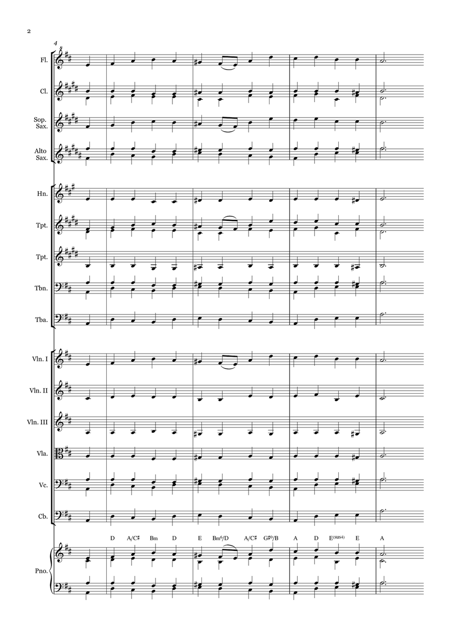 Crown Him with Many Crowns - for Beginner Orchestra with chords by George Job Elvey Large Ensemble - Digital Sheet Music page 2