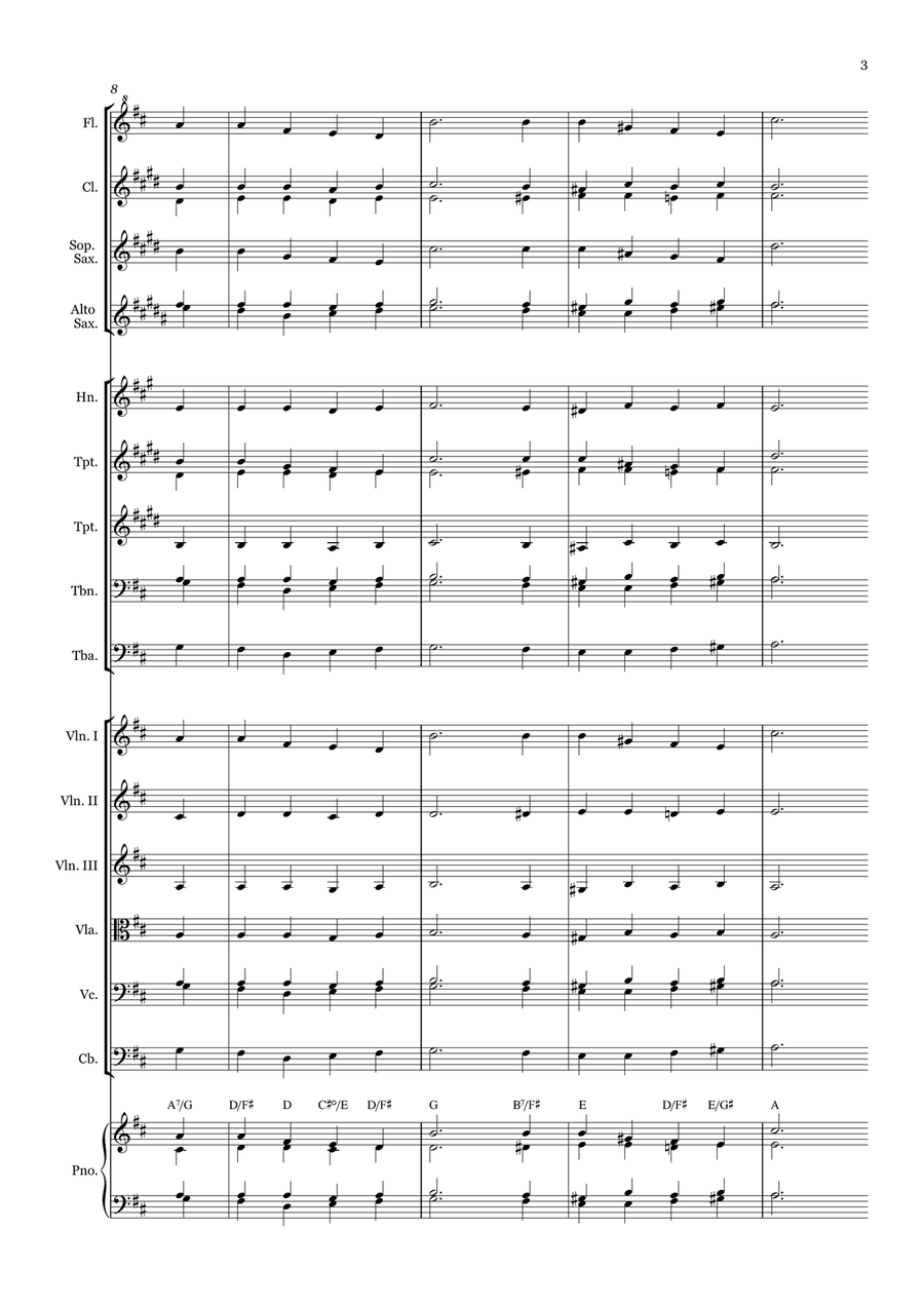 Crown Him with Many Crowns - for Beginner Orchestra with chords by George Job Elvey Large Ensemble - Digital Sheet Music page 3