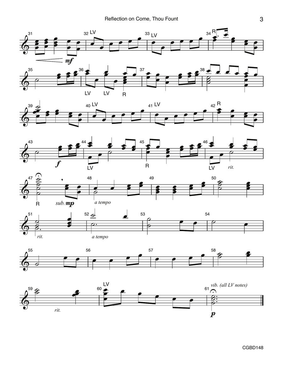 Reflection on Come, Thou Fount - 12 bells by Sandra Eithun School and Community - Digital Sheet Music page 3