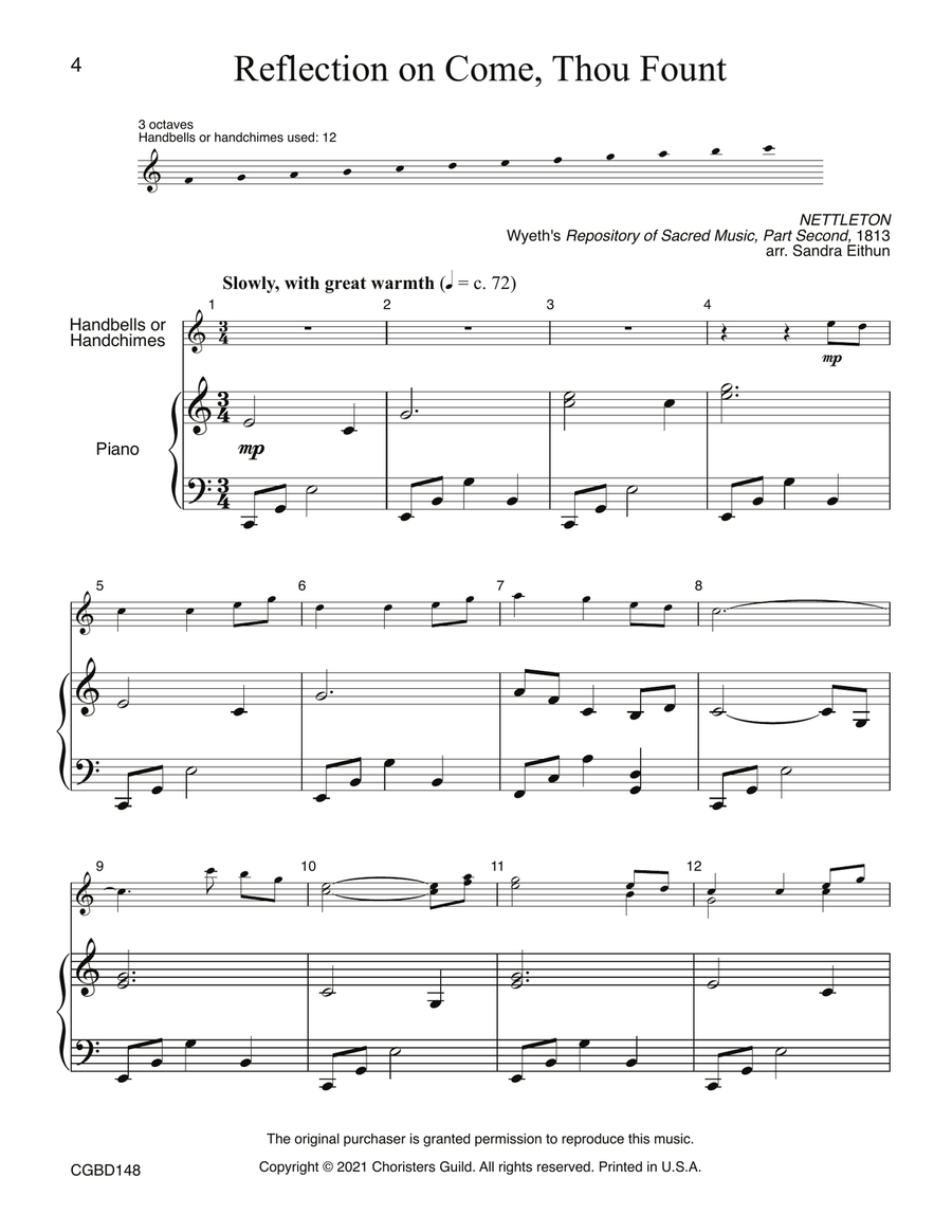 Reflection on Come, Thou Fount - 12 bells by Sandra Eithun School and Community - Digital Sheet Music page 4