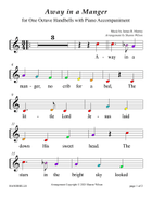 Away in a Manger (for One Octave Handbell Choir with Piano accompaniment) Handbell Choir scores gallery preview page 6