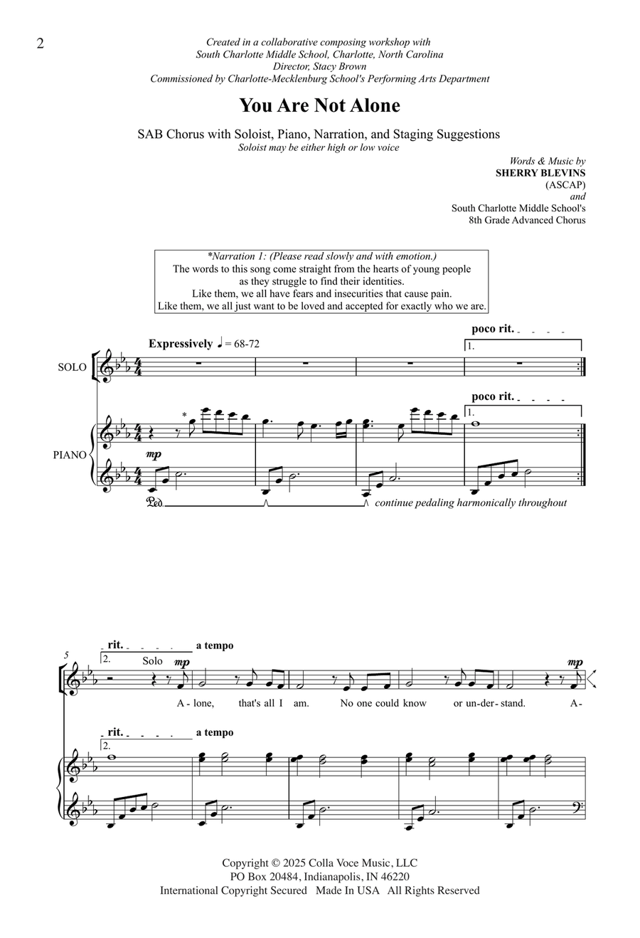 You Are Not Alone 3-Part - Digital Sheet Music page 2