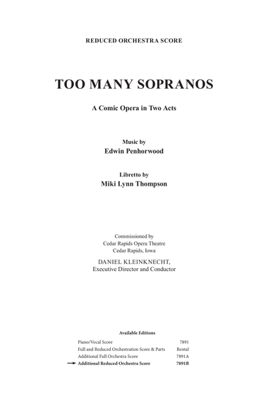 Too Many Sopranos (Additional Reduced Orchestra Score)