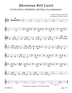 Ukrainian Bell Carol (for One Octave Handbell Choir with Piano accompaniment) Handbell Choir scores gallery preview page 5