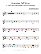 Ukrainian Bell Carol (for One Octave Handbell Choir with Piano accompaniment) Handbell Choir scores gallery preview page 6