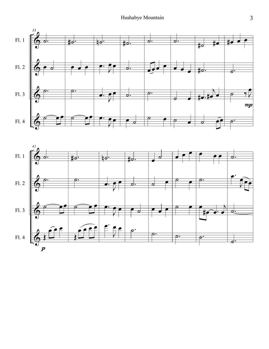 Hushabye Mountain Flute Quartet - Digital Sheet Music page 3