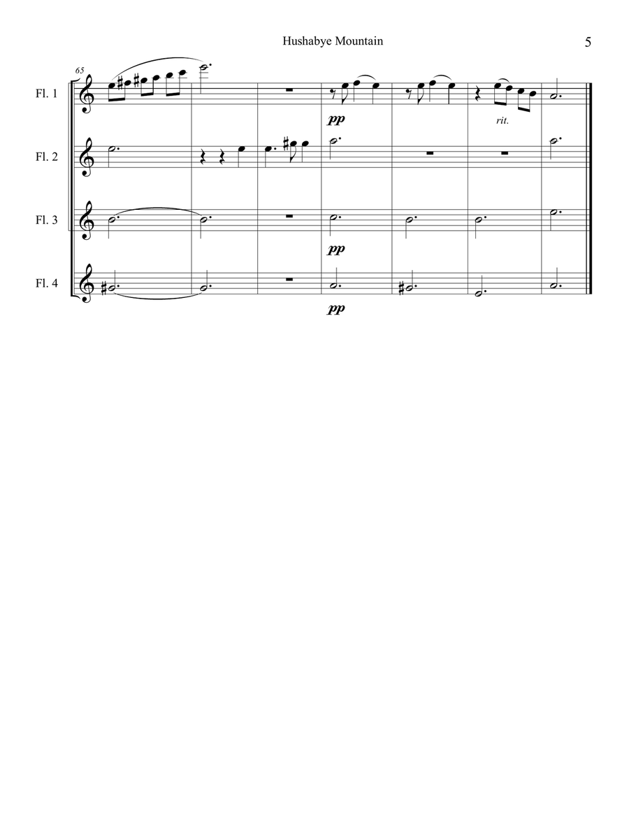 Hushabye Mountain Flute Quartet - Digital Sheet Music page 5