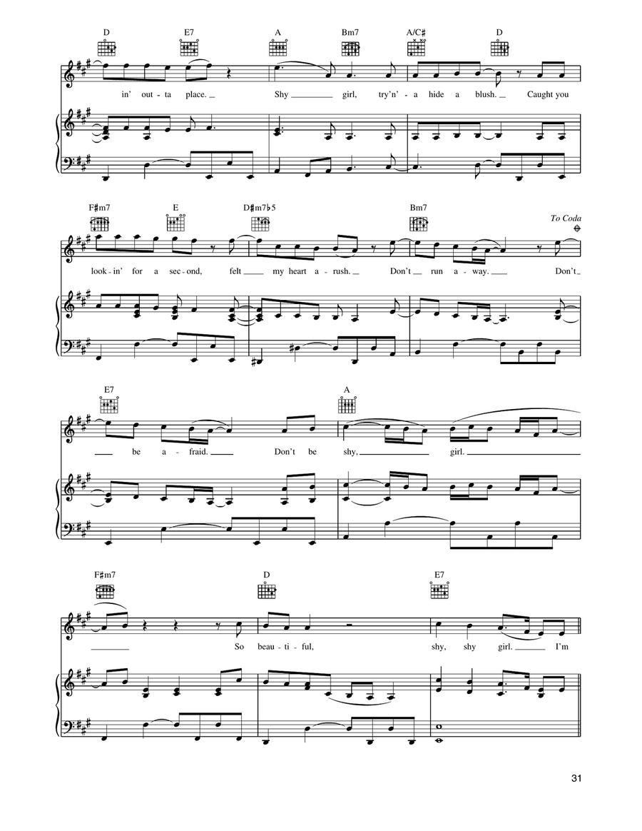 Shy Girl Piano, Vocal, Guitar - Digital Sheet Music page 4