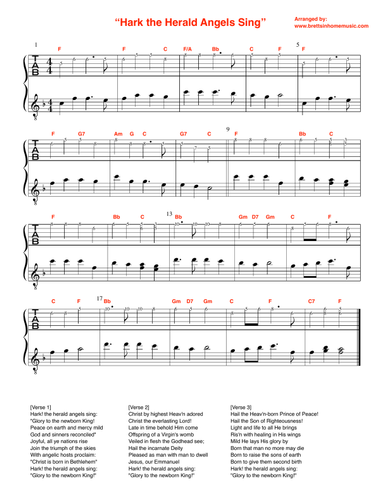 Hark the Herald Angels Sing (Guitar TAB and Chords)