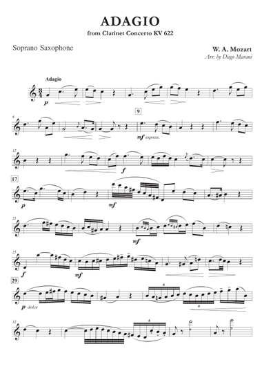 Adagio from Clarinet Concerto for Soprano Saxophone and Piano