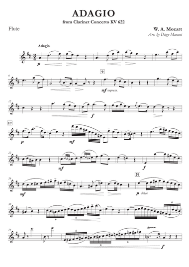 Adagio from Clarinet Concerto for Flute and Piano