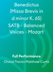 Benedictus (Missa Brevis in d minor K. 65) SATB - Balanced Voices - Mozart