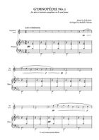 Gymnopédie No. 1 from Trois Gymnopédies for alto or baritone saxophone in E flat and piano Baritone Saxophone scores gallery preview page 3