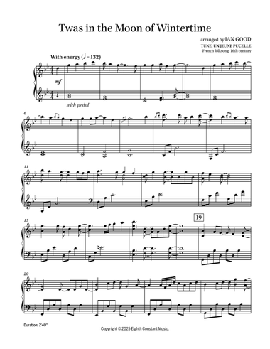 'Twas In the Moon of Wintertime (HURON CAROL) - new age piano