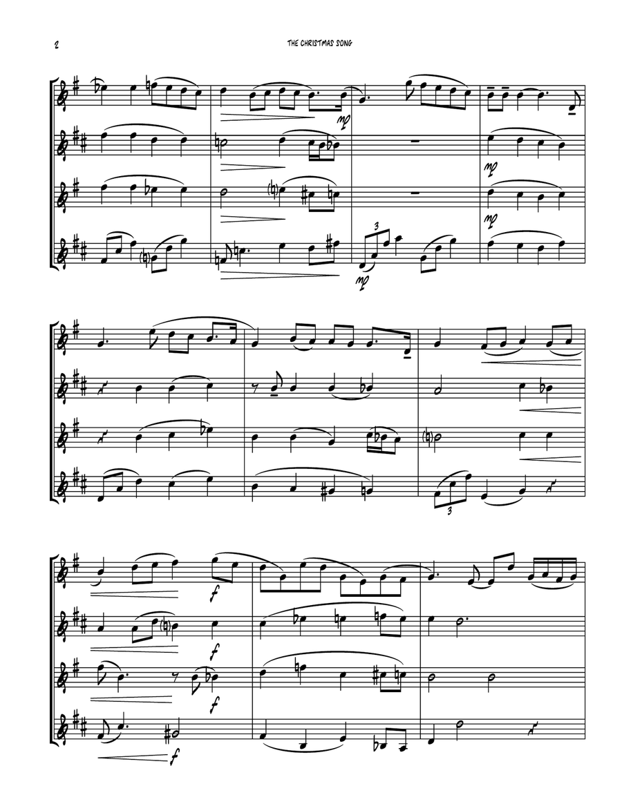 The Christmas Song (Chestnuts Roasting On An Open Fire) Saxophone Quartet scores gallery preview page 3
