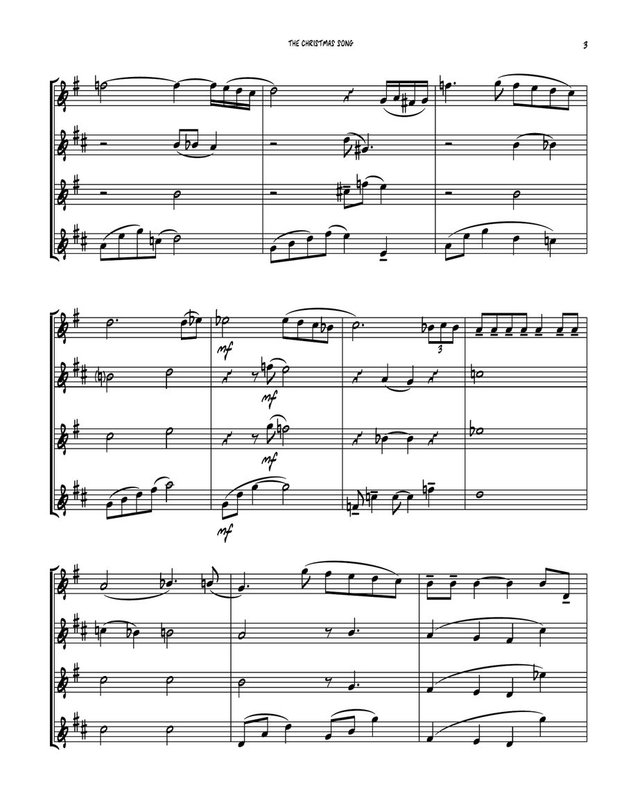 The Christmas Song (Chestnuts Roasting On An Open Fire) Saxophone Quartet scores gallery preview page 4