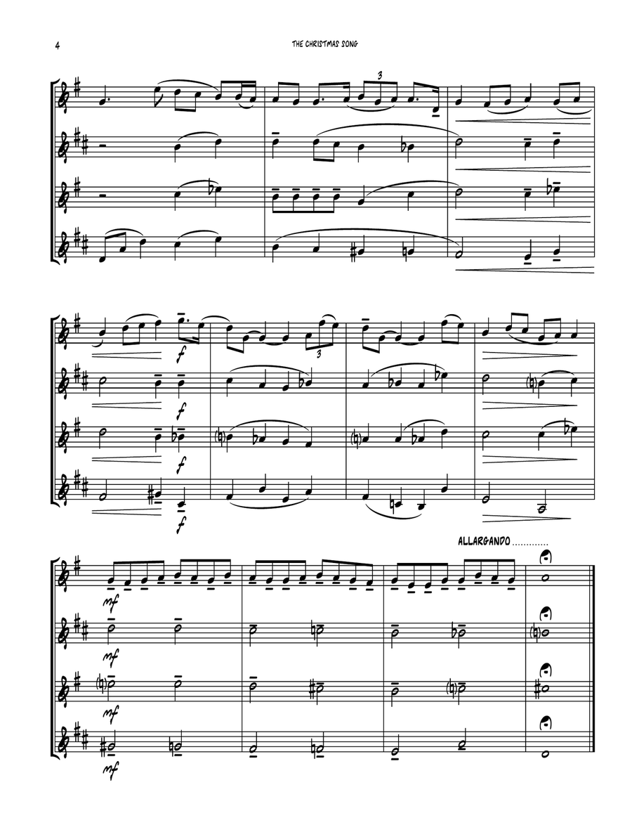 The Christmas Song (Chestnuts Roasting On An Open Fire) Saxophone Quartet scores gallery preview page 5