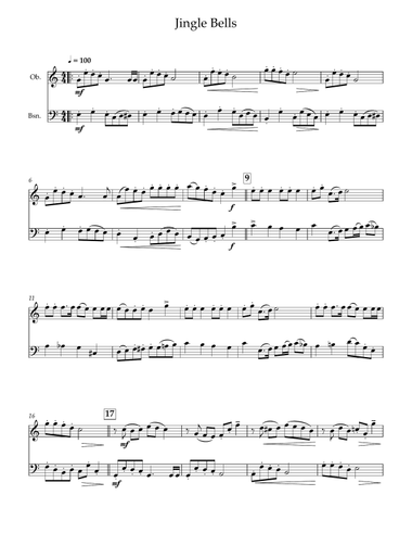 Jingle Bells for Oboe and Bassoon Duet