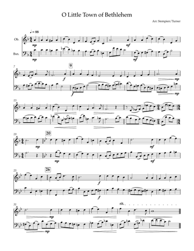 O Little Town of Bethlehem for Oboe & Bassoon Duet