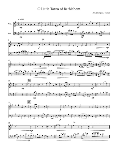 O Little Town of Bethlehem for Violin & Bassoon Duet