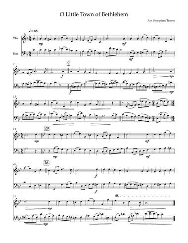 Jingle Bells for Violin and Bassoon Duet