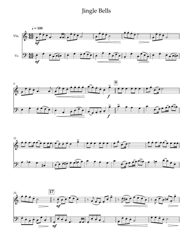 Jingle Bells for Violin and Cello Duet