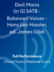 Dixit Maria (in G) SATB - Balanced Voices - Hans Leo Hassler, ed. James Gibb