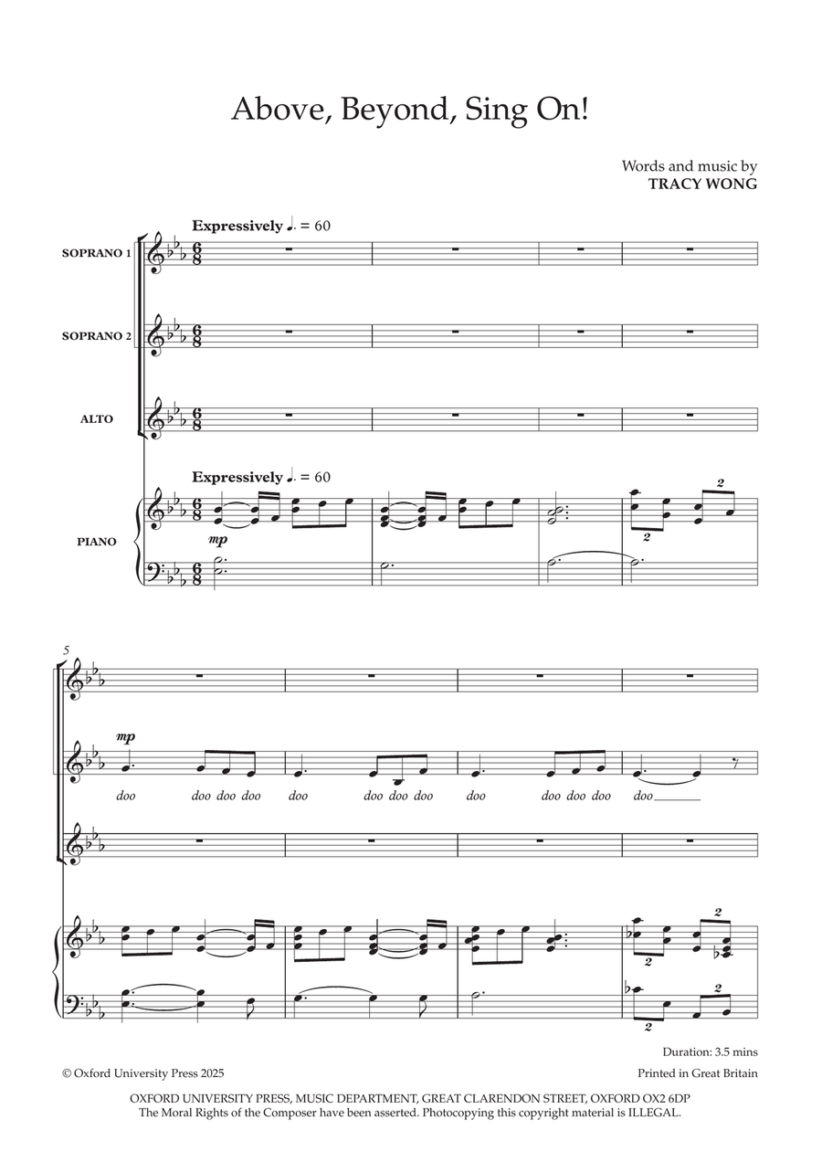 Above, Beyond, Sing On! SSA scores gallery preview page 3