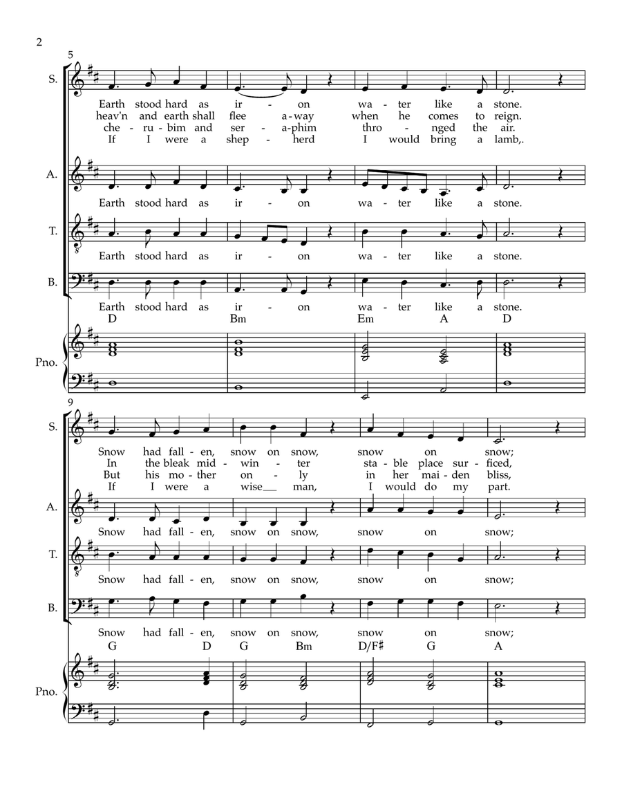 In The Bleak Midwinter - SATB choir by Gustav Holst 4-Part - Digital Sheet Music page 2