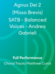 Agnus Dei 2 (Missa Brevis) SATB - Balanced Voices - Andrea Gabrieli