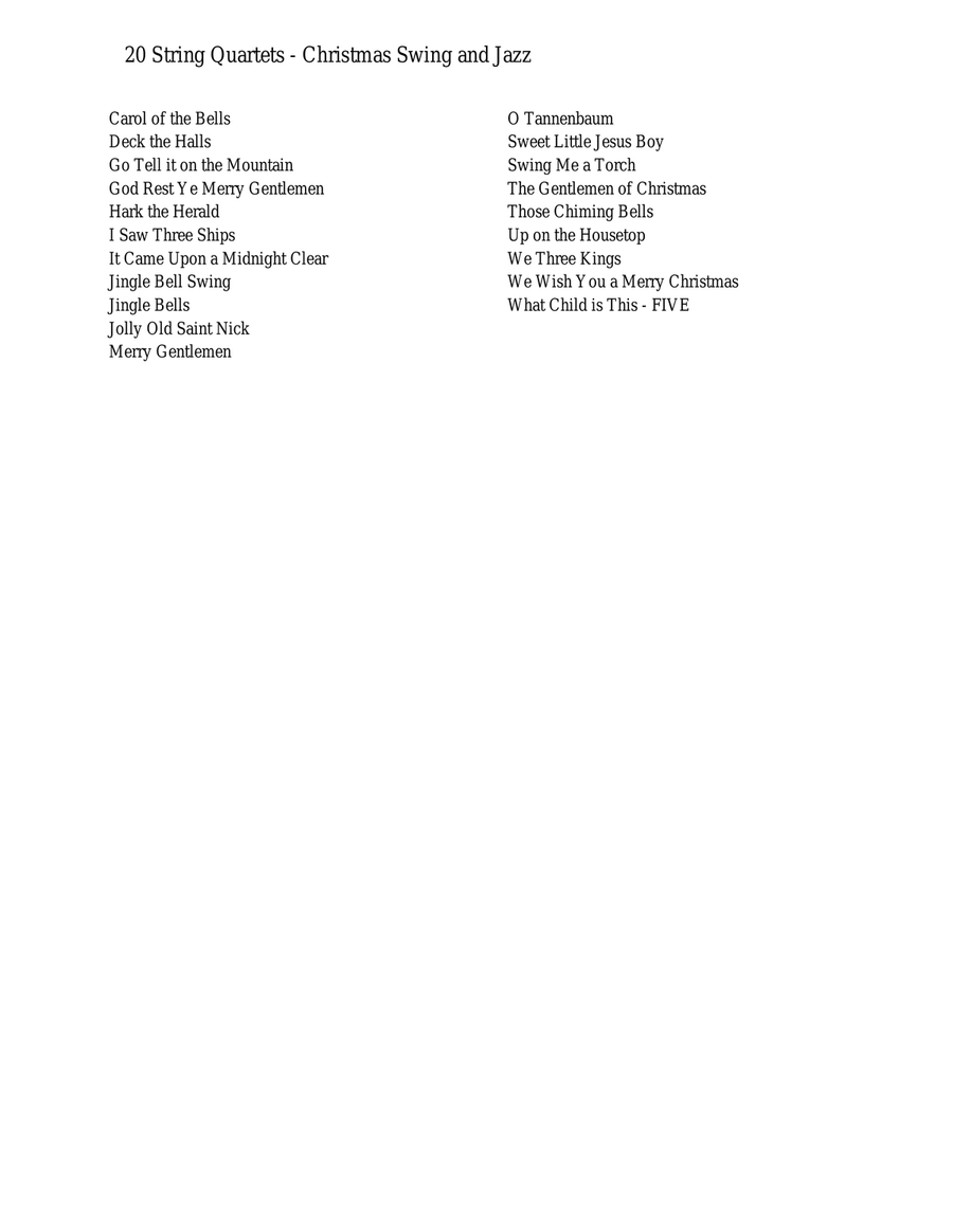 20 String Quartets - Christmas Swing and Jazz String Quartet - Digital Sheet Music page 2