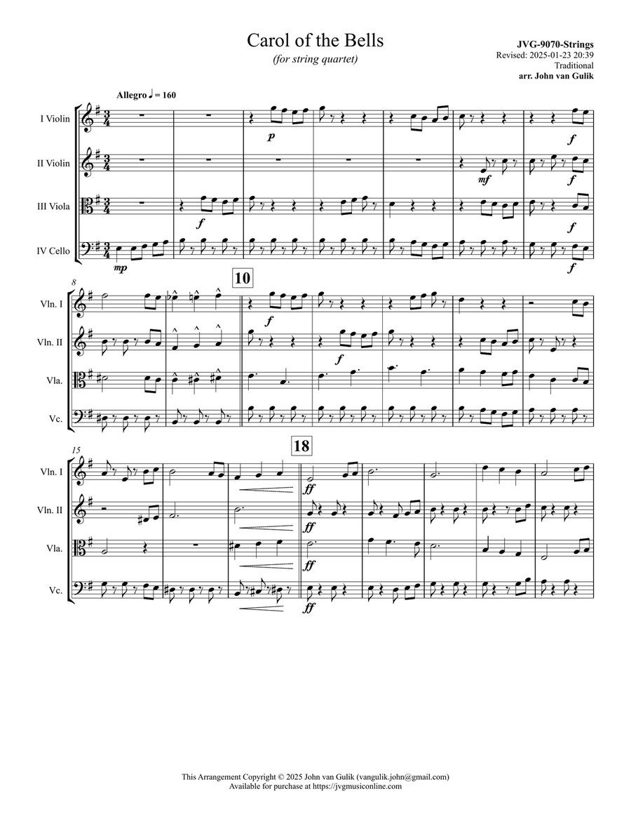 20 String Quartets - Christmas Swing and Jazz String Quartet - Digital Sheet Music page 3
