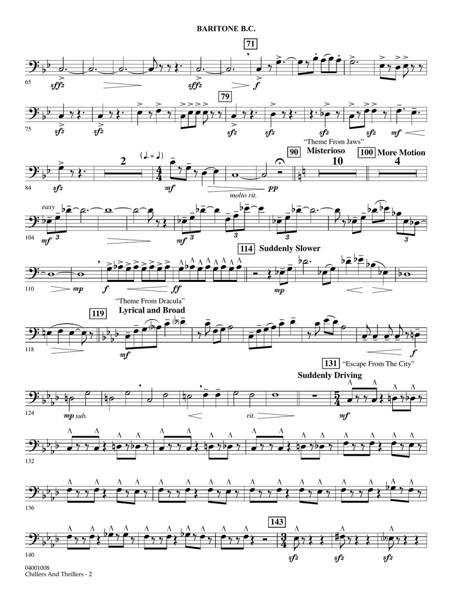 Chillers and Thrillers (arr. John Moss) - Baritone B.C. Concert Band scores gallery preview page 2