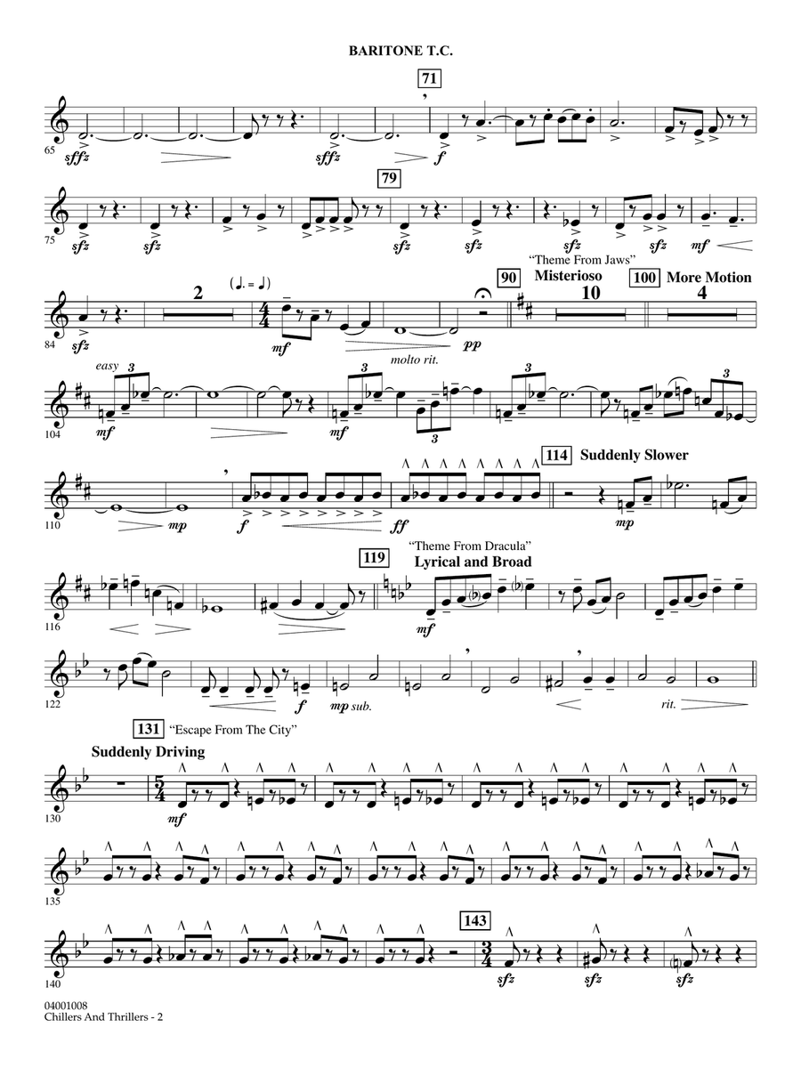 Chillers and Thrillers (arr. John Moss) - Baritone T.C. Concert Band scores gallery preview page 2