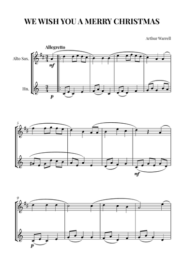 We Wish You a Merry Christmas - for Alto Saxophone and Horn in F