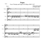 Fugue in D-Major (from Prelude and Fugue in D-Major, BWV 532) String Quartet scores gallery preview page 3