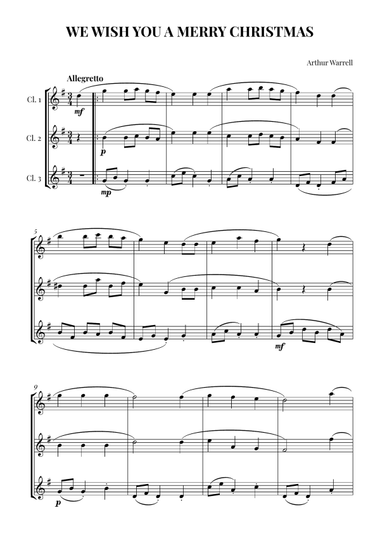 We Wish You a Merry Christmas - Clarinet Trio