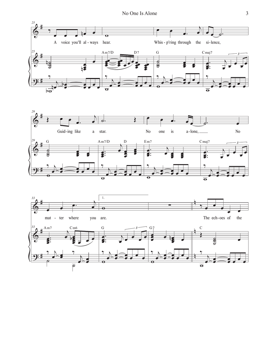 No One Is Alone (Unison choir) by Stephen DeCesare Unison Choir - Digital Sheet Music page 3