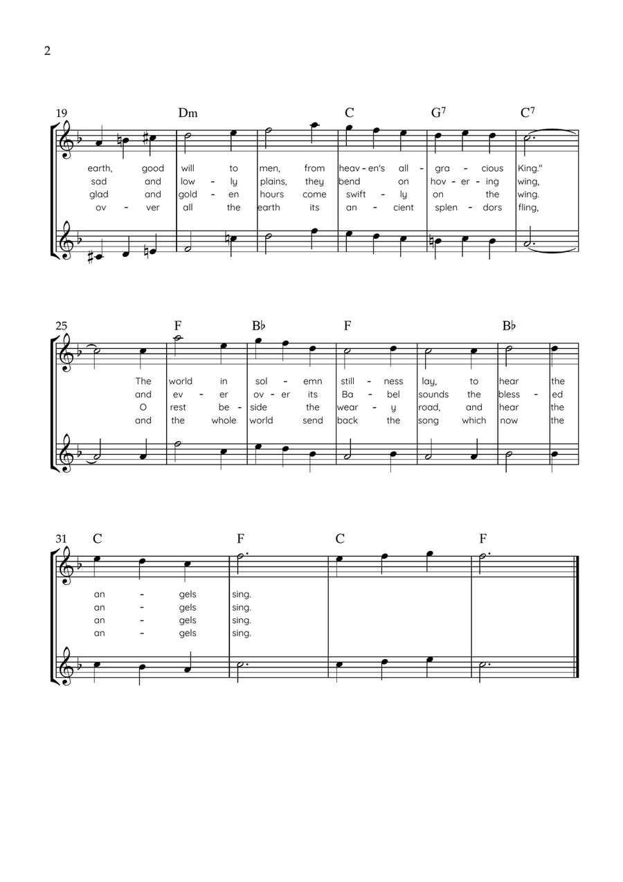 It Came Upon a Midnight Clear - Flute Duet in F Major With Chords & Lyrics - Easy by Richard Storrs Willis Flute Duet - Digital Sheet Music page 2
