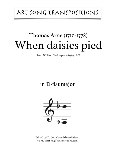 ARNE: When daisies pied (transposed to D-flat major)