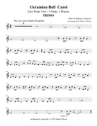 Ukrainian Bell Carol (EASY PIANO TRIO for 3 Players on 1 Piano) Easy Piano scores gallery preview page 4