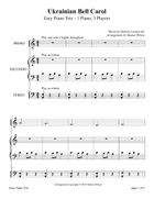 Ukrainian Bell Carol (EASY PIANO TRIO for 3 Players on 1 Piano) Easy Piano scores gallery preview page 5