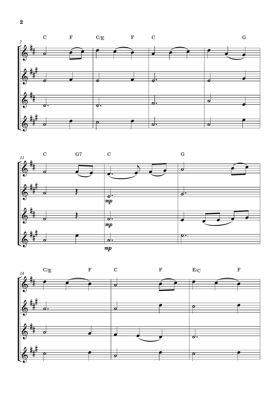 The First Noel - Saxophone Quartet - Easy - Score and parts - C major (with chords) by Traditional English Carol Saxophone Quartet - Digital Sheet Music page 2