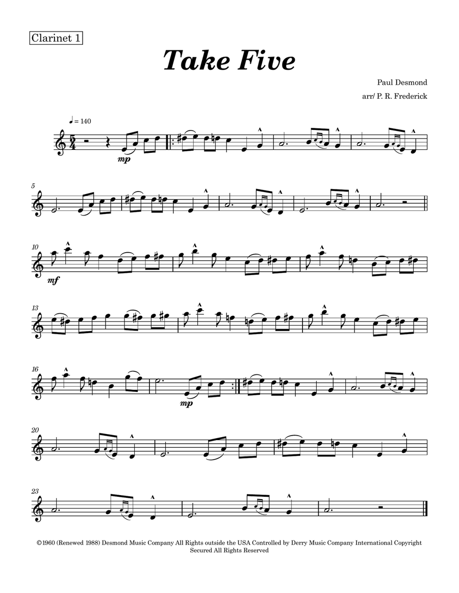 Take Five by Paul Desmond Clarinet Duet - Digital Sheet Music page 2