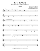 Joy to the World (EASY PIANO TRIO for 3 Players on 1 Piano) Easy Piano scores gallery preview page 4