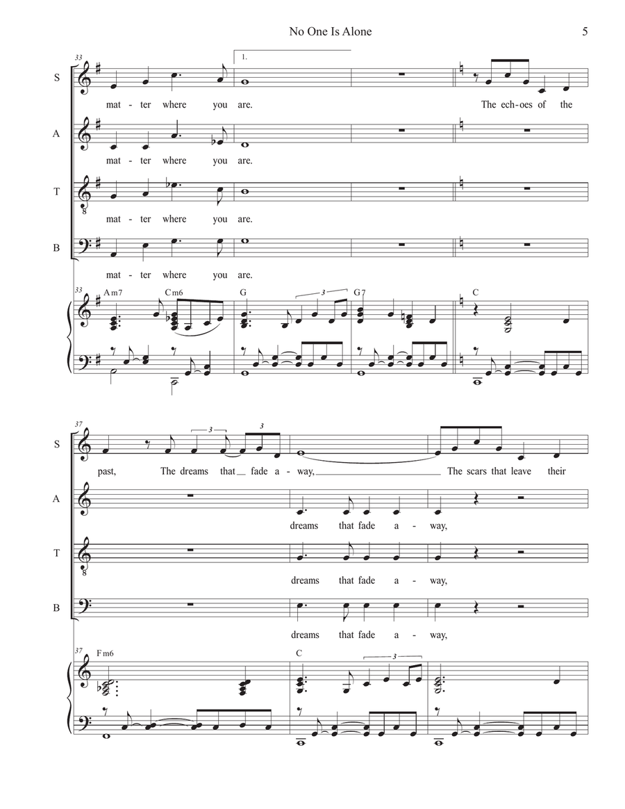 No One Is Alone (SATB) by Stephen DeCesare 4-Part - Digital Sheet Music page 5