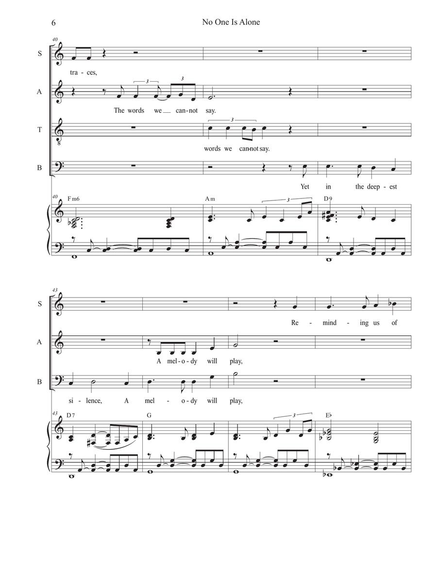 No One Is Alone (SATB) by Stephen DeCesare 4-Part - Digital Sheet Music page 6