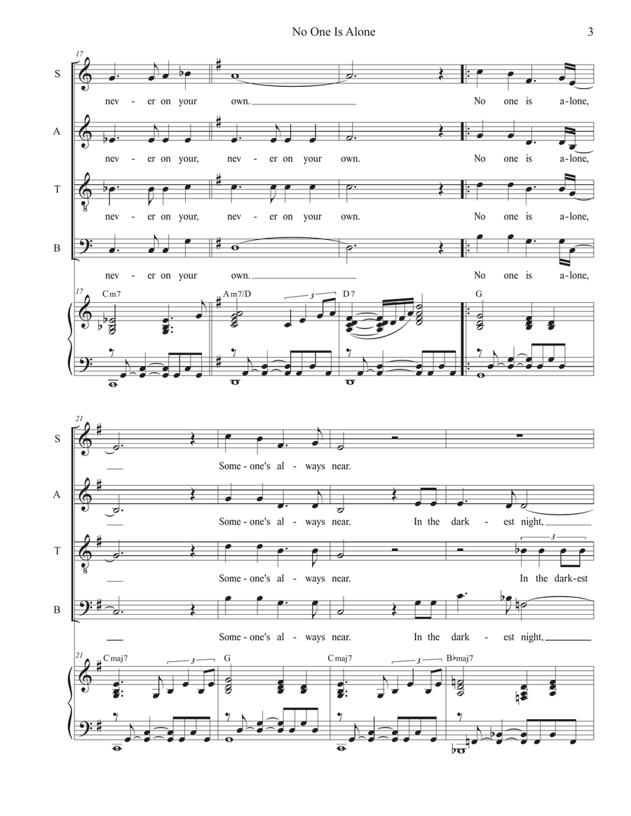 No One Is Alone (Vocal Quartet - (SATB) by Stephen DeCesare 4-Part - Digital Sheet Music page 3