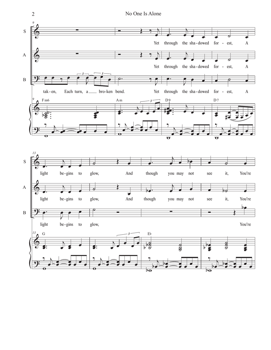 No One Is Alone (Vocal Trio - (SAB) by Stephen DeCesare 3-Part - Digital Sheet Music page 2